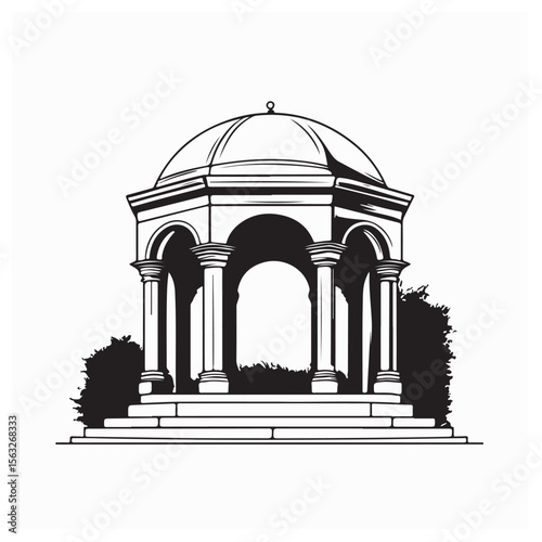 Park Pavilion Vector Art, Icons, and Graphics Isolated on white Background.