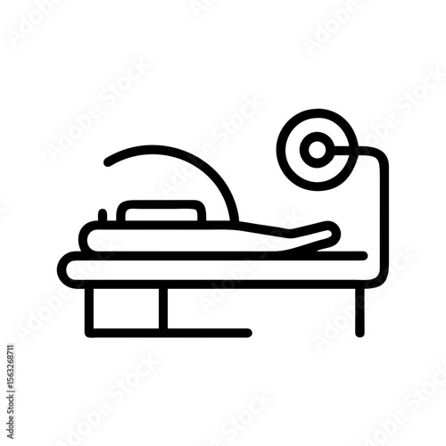 MRI scanner bed with magnet in vector medical style on transparent background copy space