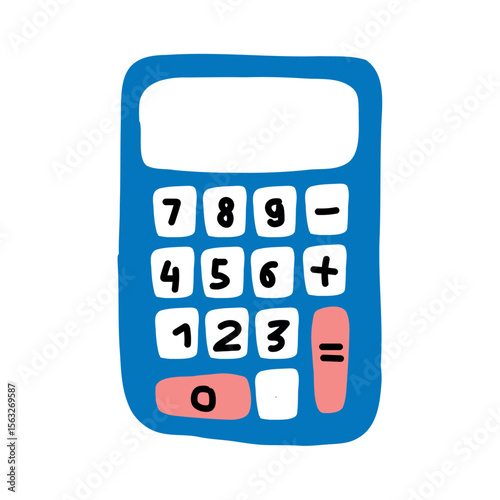 Cute hand-drawn calculator with colorful