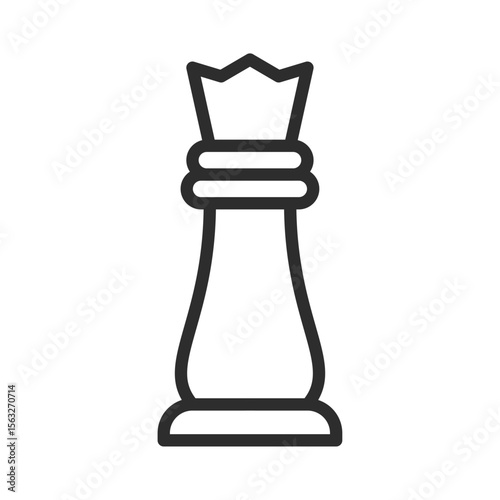 Chess Queen Piece Icon Strategy Game Success Power Leadership Royal Business Outline Symbol