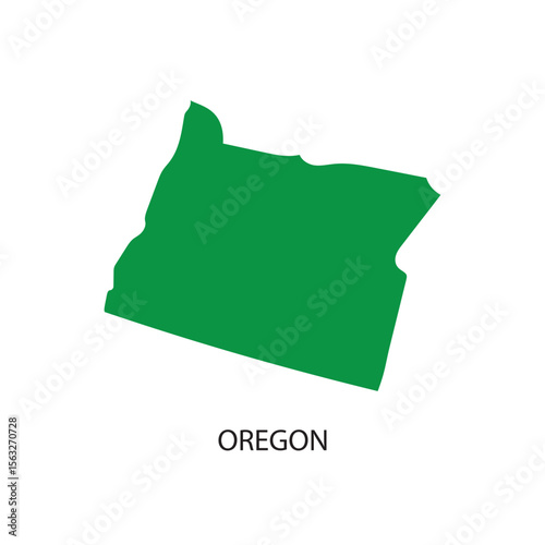 Illustration of Oregon state in a green silhouette style isolated on a white background. Ideal for educational, geographic, and design-related projects that require a clear representation of Oregon.