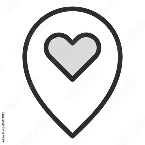 Favorite Location Pin Heart Icon Map Navigation