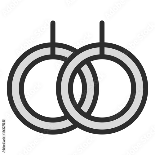 Gymnastic Rings Icon Fitness Exercise Equipment Sport Training Modern Line Art Outline Minimal Olympic