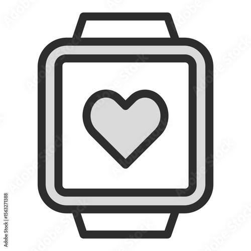 Smartwatch Heart Rate Icon Fitness Tracker Wearable Health Monitor Modern Line Art Outline Minimal Pulse