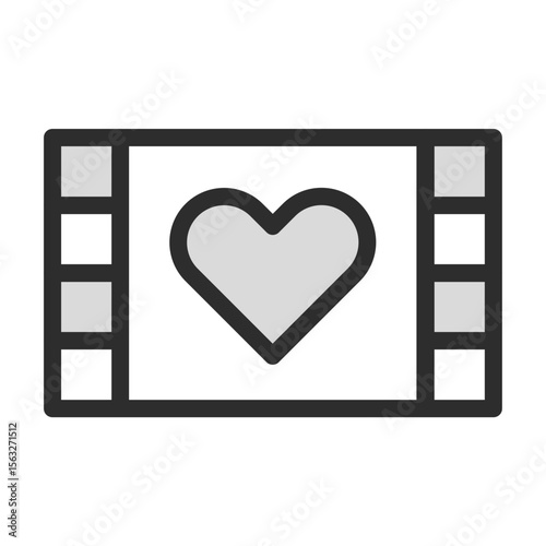 Love Movie Film Strip Icon Heart Cinema Video Romantic Media Modern Line Art Outline Minimal Entertainment