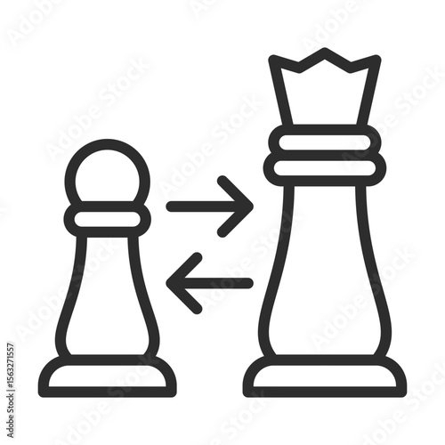 Chess Pawn Promotion Icon Game Strategy Transformation Development Modern Line Art Outline Minimal Success Growth