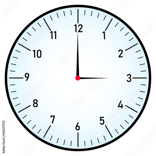 Realistic Wall Clock Vector Showing 3 O'clock, Clean Modern Design