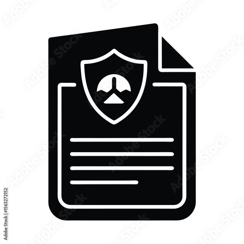 Silhouette of a protected document with shield emblem representing security and insurance