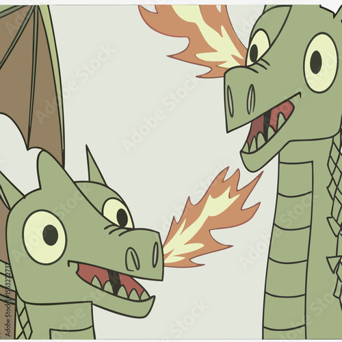 Funny cartoon monster and zombie character vector illustration