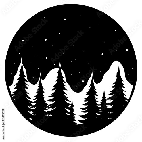 Northern Lights Over Forest Silhouette
