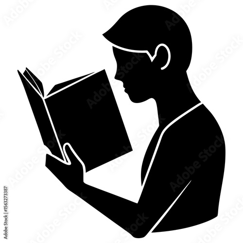 Silhouette Reading a Book