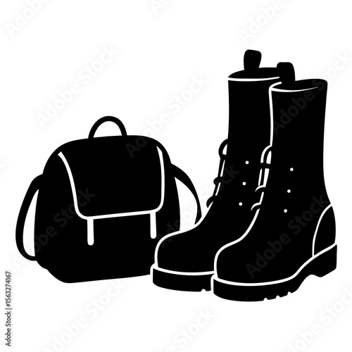 Backpack and Boots Silhouette