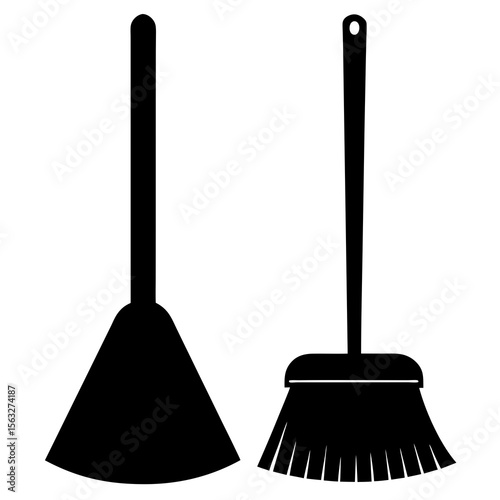 Broom and Dustpan Silhouette
