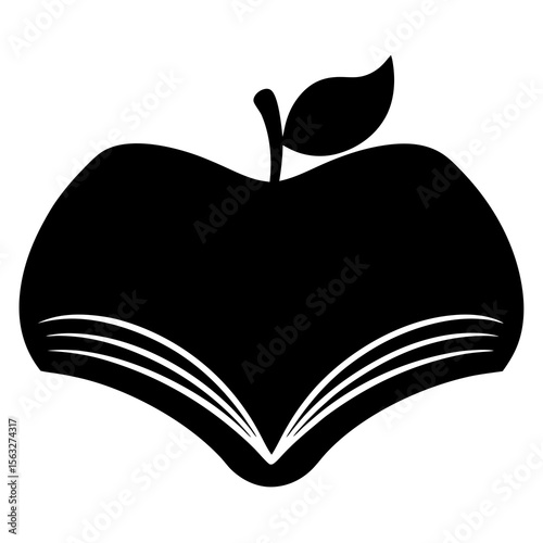 Open Book with Apple Silhouette