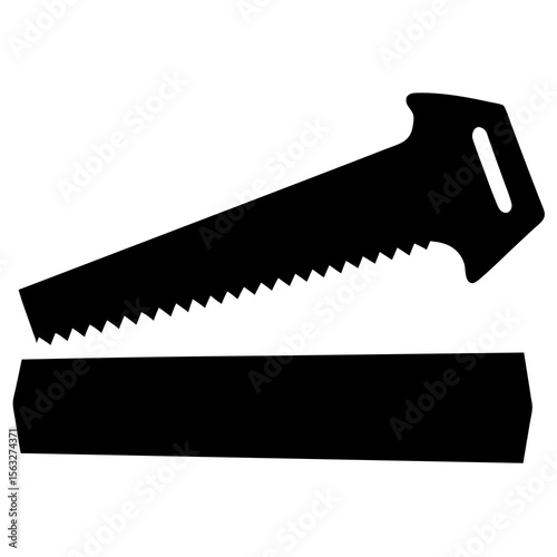 Saw and Wood Plank Silhouette