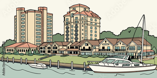 Skyline of Woodbridge with Potomac Mills, residential suburbs, and marina views. Great for Northern Virginia commuter culture and waterfront lifestyle.