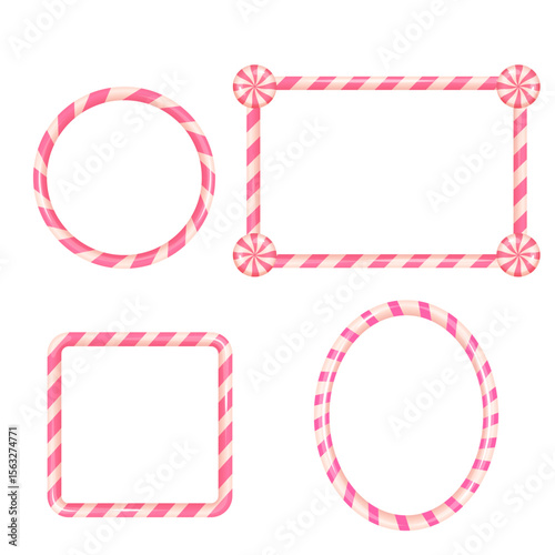 Pink striped candy cane frames for Christmas graphic design