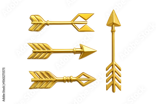 Three ornate golden arrows, two horizontal, one vertical
