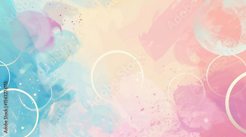 Floating Pastel Circles and Squiggles Abstract Background