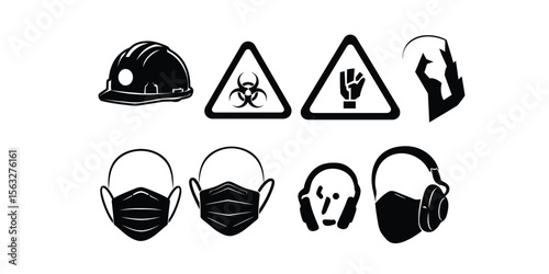 civil works safety icon accessories, illustration, sihouette,