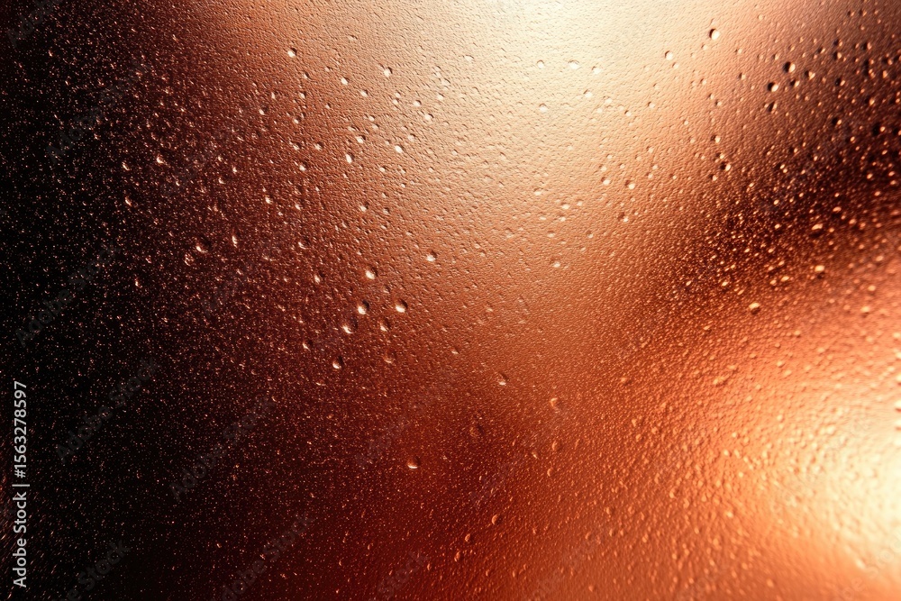 Fototapeta premium CopperColored Textured Surface with Water Droplets, Condensation Abstract Macro