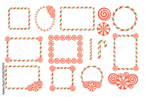 Red and green candy cane frame pack for Christmas layout