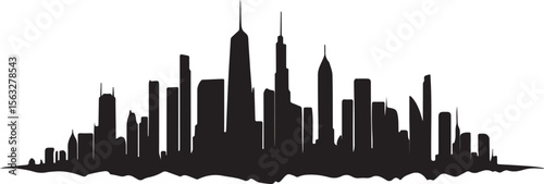 Downtown Skyline Black Outline