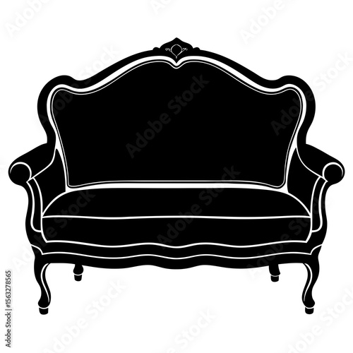 Wood Framed Sofa silhouette vector
