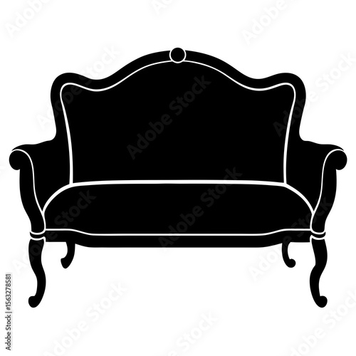 Wood Framed Sofa silhouette vector