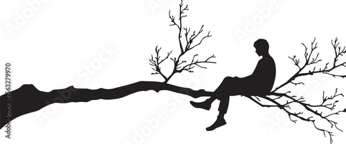Reflective Moment in Nature Silhouette
