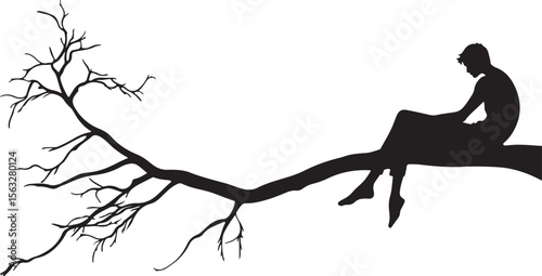 Person Relaxing on Tree Branch