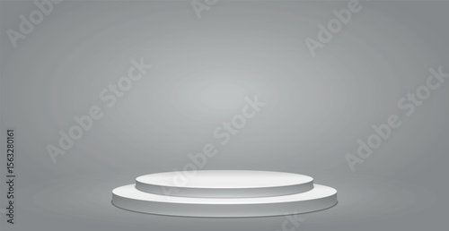 Light white studio, large spacious photo studio with pedestal, product presentation background - Vector illustration