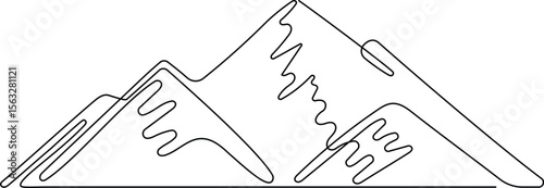 Abstract Mountain Landscape in Continuous Line Art Style – Minimalist Vector Illustration
