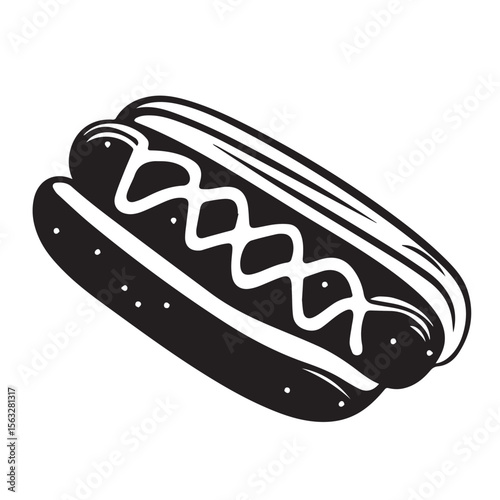 Flat vector of hot dog with a twisted sausage bun, illustrated for unique food logos, meat branding and snack promo materials.