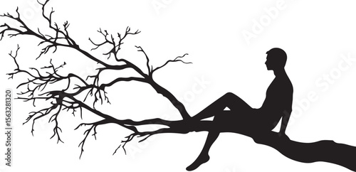 Person Relaxing on Tree Branch
