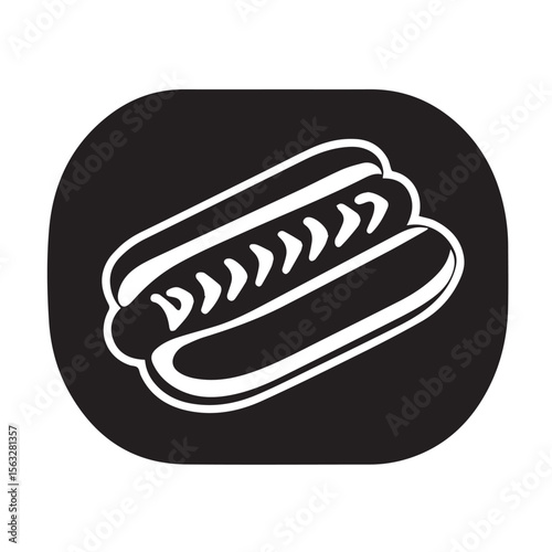 Vector donut with wide opening and top view, featuring thick icing in clean black line style for snack visuals and digital menu designs.