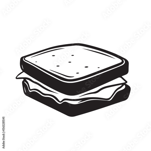 Thick sandwich vector with side view and three inner layers, ideal for fast food packaging, app icons and meal branding.
