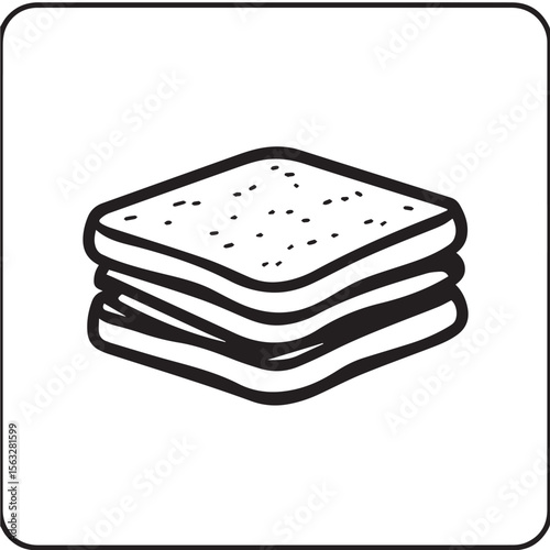 Isometric sandwich icon showing stacked bread with visible filling layers, illustrated in clean vector style for fast food branding.