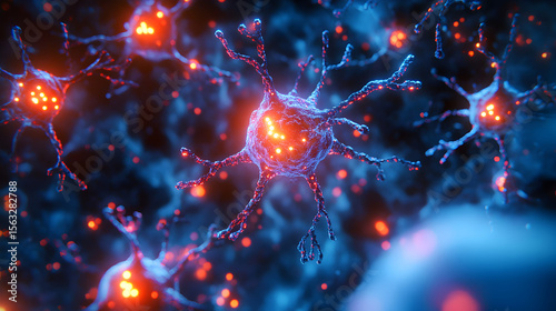 Detailed scientific illustration of a neuron highlighting tau protein aggregation disrupting microtubules, representing neurological damage mechanisms linked to neurodegenerative diseases li20075898 4