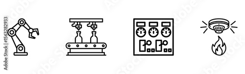 Industrial Automation Icons: Smart Factory & Manufacturing Technology

