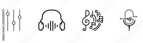 Music & Audio Production Icons: Sound Engineering & Digital Media

