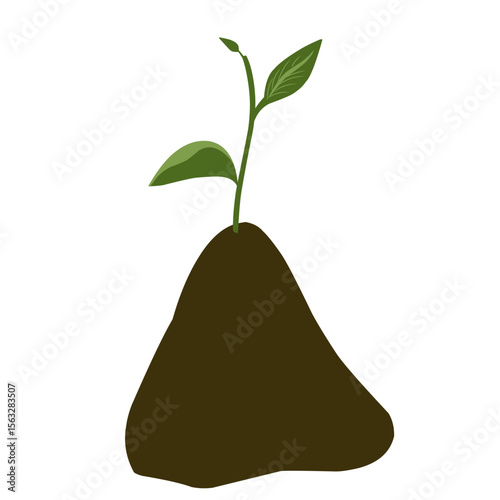 Small shoots, green plant growing in soil, newly growing plant vectors