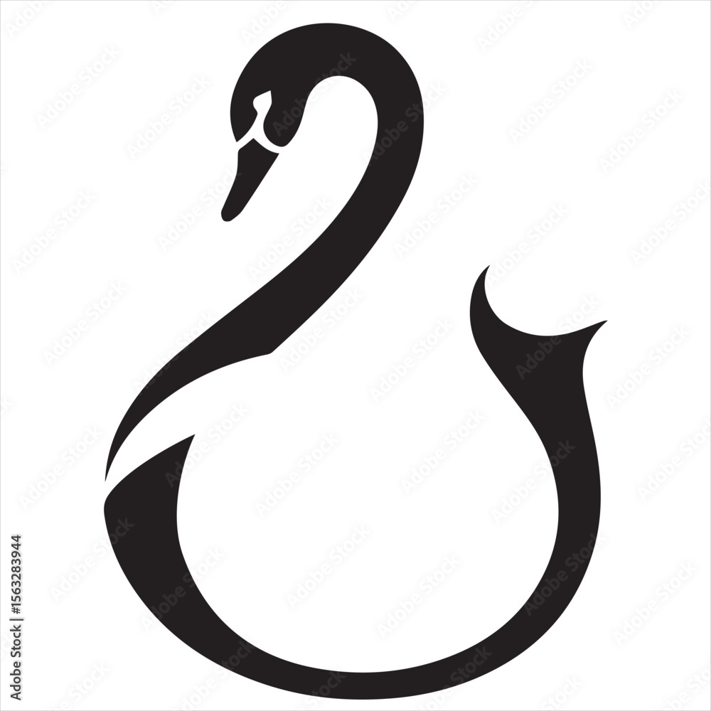 Fototapeta premium Elegant Swan Logo Vector in Silhouette Style – Graceful Bird Symbol Design for Luxury Branding, Beauty Products, Spa, Wedding, Fashion, Nature, and Minimalist Business Themes