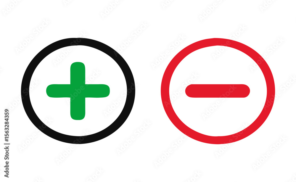 Obraz premium Plus and minus sign set. Vector illustration