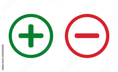 Plus and minus sign set. Vector illustration