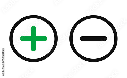 Plus and minus sign set. Vector illustration