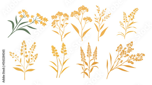 Goldenrod Flower Silhouette Vector Icon – Simple Nature Plant Symbol