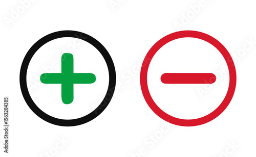 Plus and minus sign set. Vector illustration