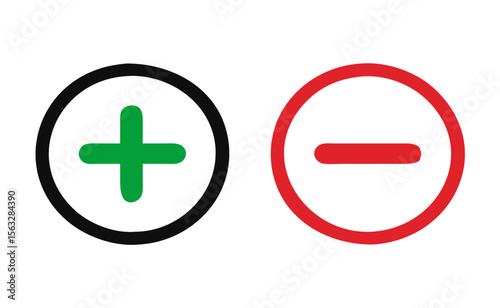 Plus and minus sign set. Vector illustration