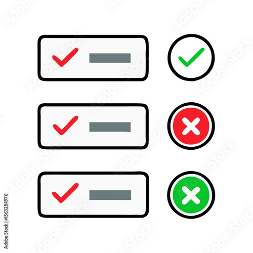 Check Box Icon With Right And Wrong Buttons
